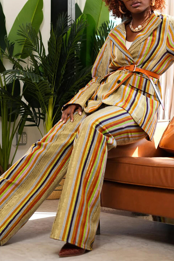 Rainbow Stripe Blazer & Pants Set