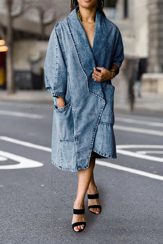 Retro Irregular Large Pocket Denim Jacket