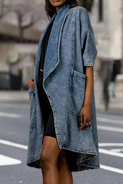 Retro Irregular Large Pocket Denim Jacket