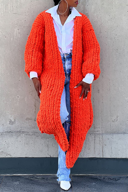 Casual Festive Orange Long Sweater