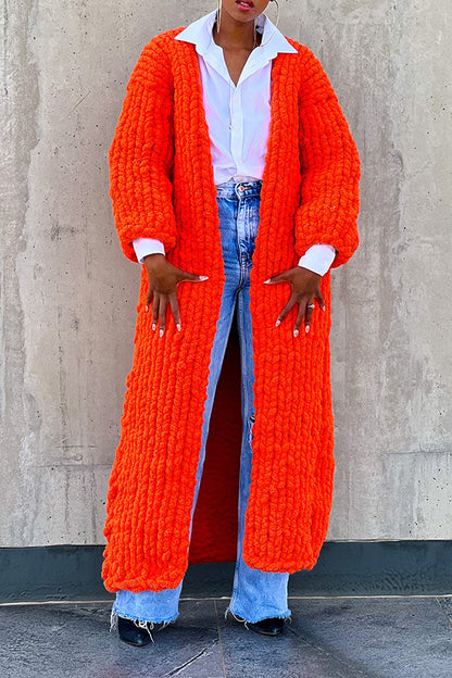 Casual Festive Orange Long Sweater