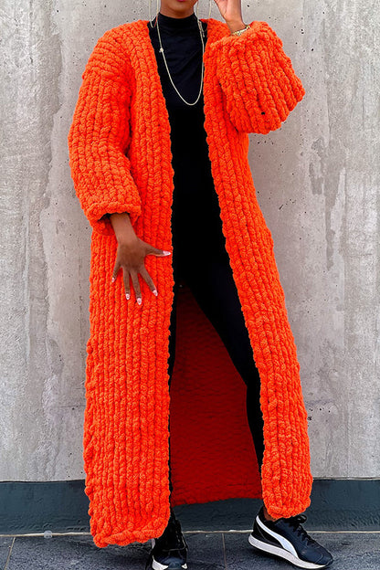 Casual Festive Orange Long Sweater