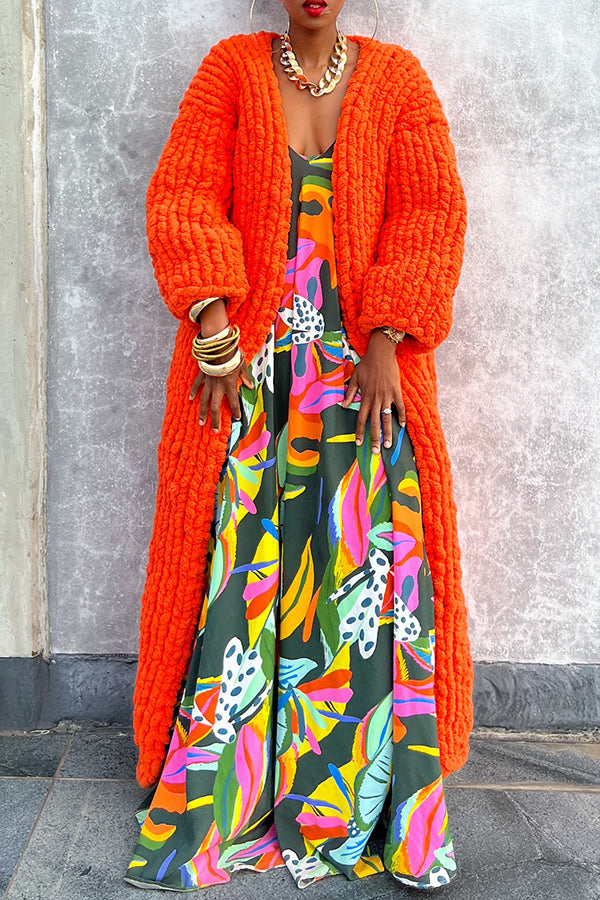 Casual Festive Orange Long Sweater