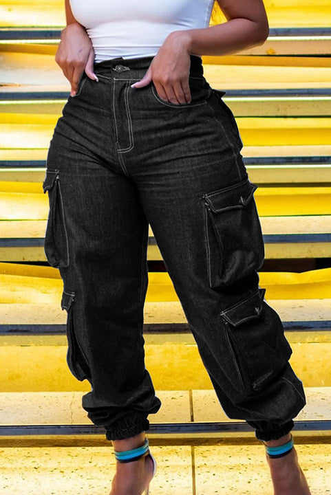 Street Solid Flap Pocket Jeans