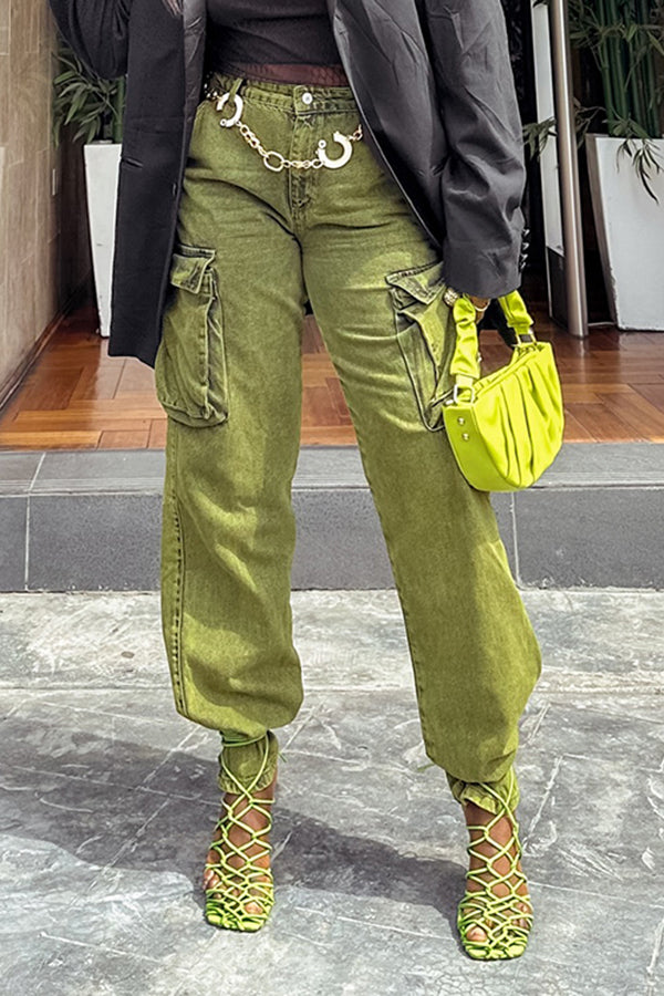 Street Flap Pocket Green Jeans