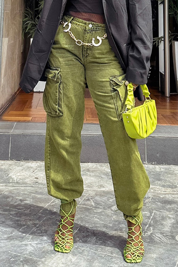 Street Flap Pocket Green Jeans