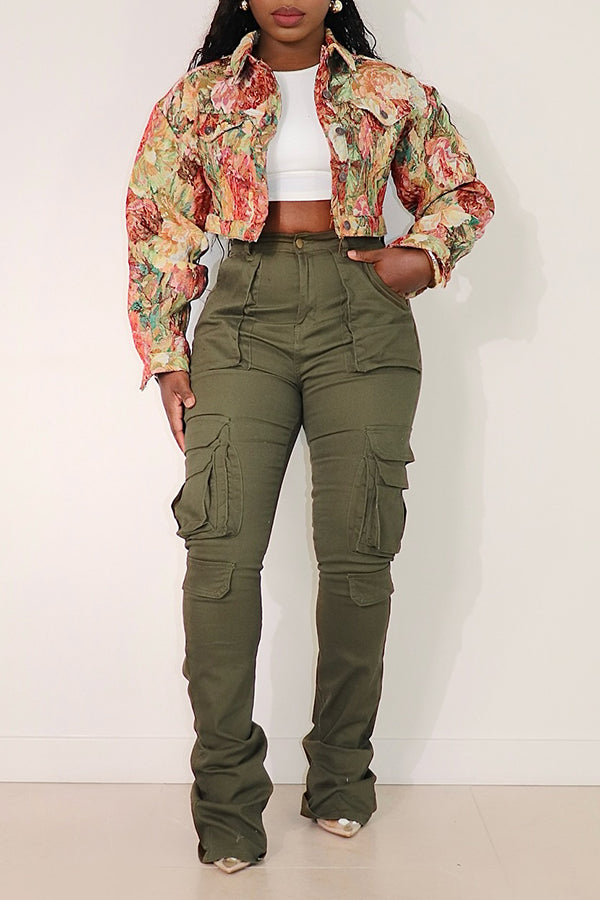 Vintage Floral Jacquard Cropped Jacket