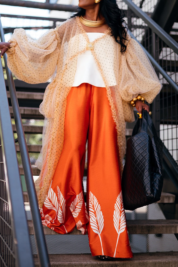 Vacation Tulle Lantern Sleeve Kimono