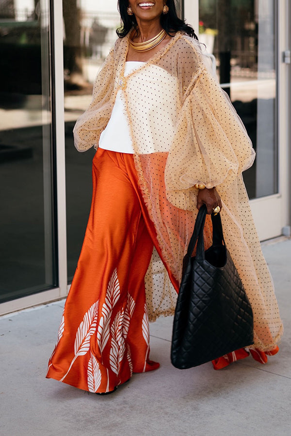 Vacation Tulle Lantern Sleeve Kimono