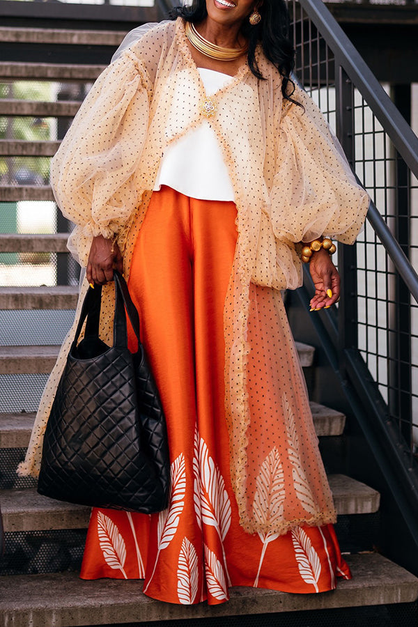 Vacation Tulle Lantern Sleeve Kimono