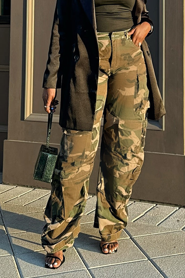 Casual Camo High-waisted Utility Pants