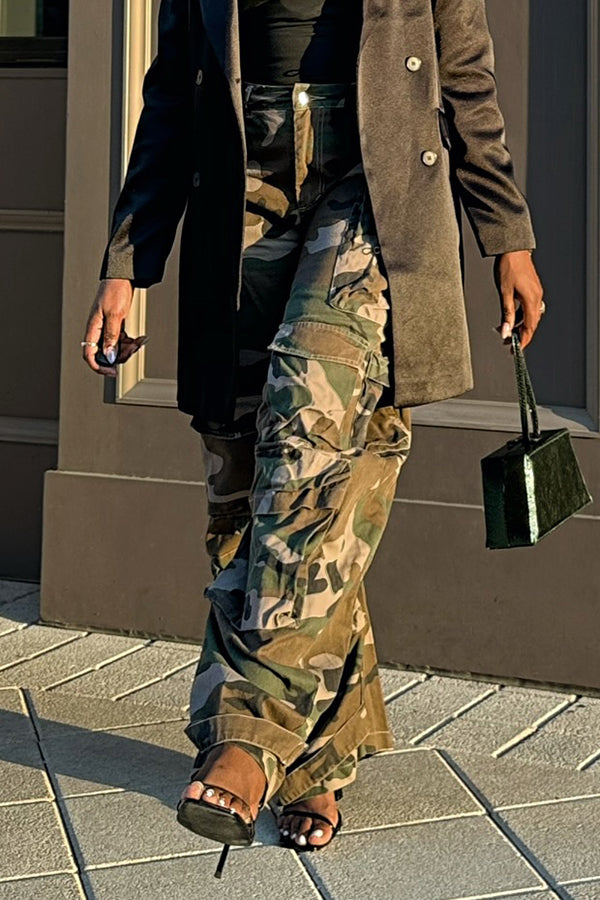 Casual Camo High-waisted Utility Pants