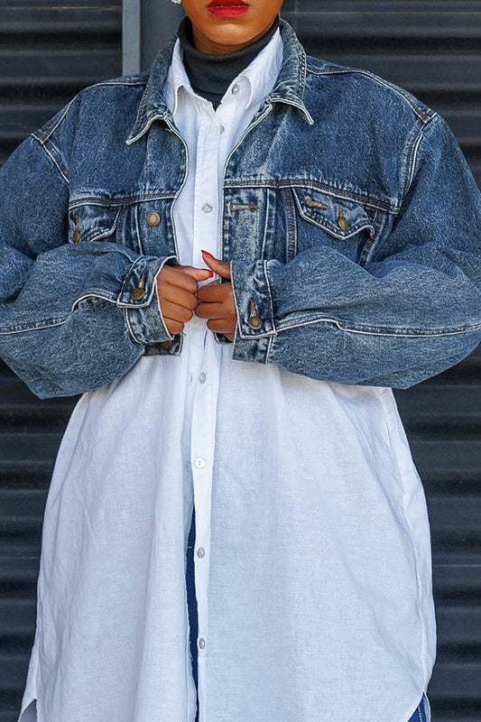 Stylish Flap Pocket Short Denim Jacket