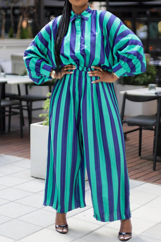 Stylish Striped Color Blocked Shirt & Pants Set