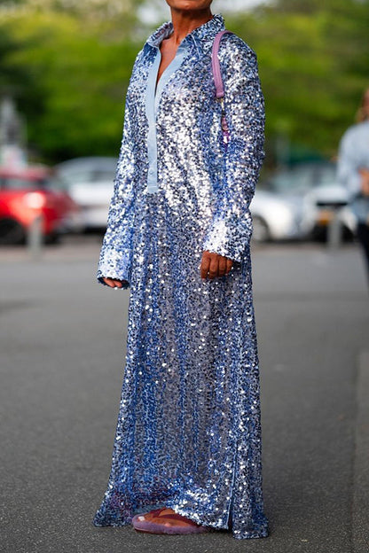 Elegant Sequin Long Sleeve Dress