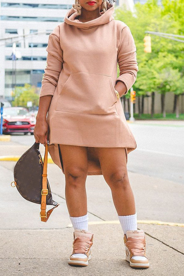 Stylish Pocket Long Sleeve Hoodie Dress