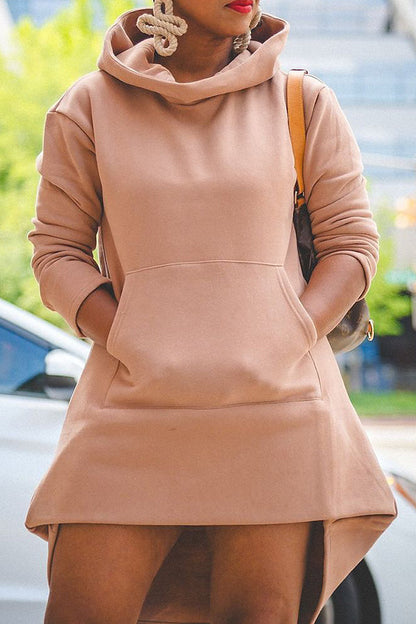 Stylish Pocket Long Sleeve Hoodie Dress