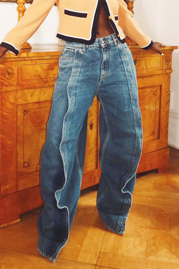 Jeans mit hoher Taille und geradem Bein im Retro-Look