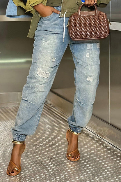 Versatile Slim Fit Cuffed Jeans