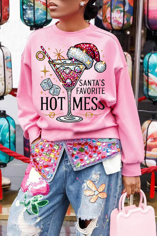 Sweatshirt mit Weihnachts-Transferdruck „Hot Mess“