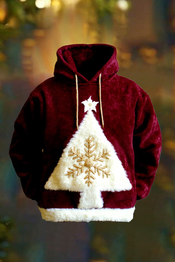 Weihnachtsplüsch Weihnachtsbaum Langarm Hoodie