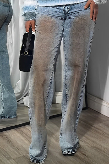 Designer-Jeans mit geradem Bein in Blush-Grau