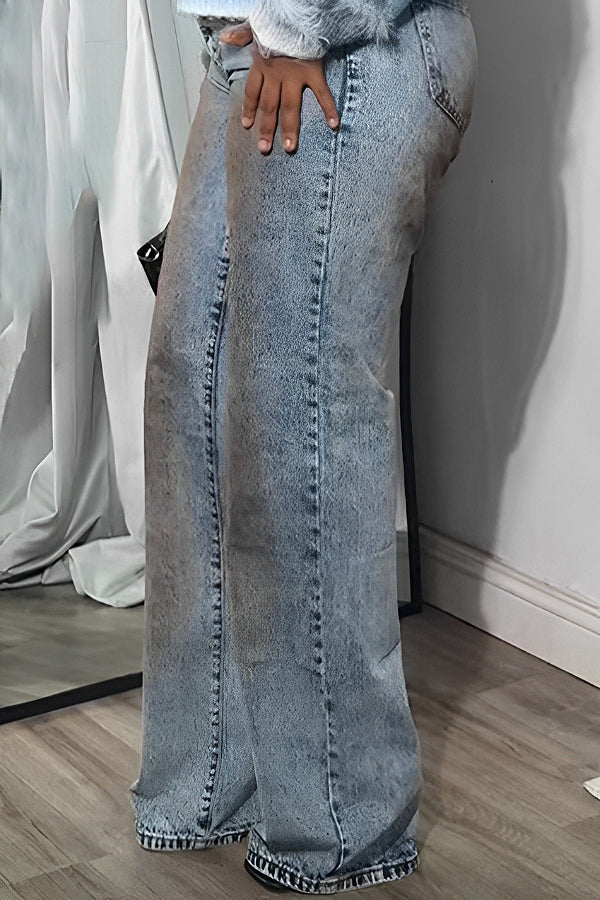 Designer-Jeans mit geradem Bein in Blush-Grau