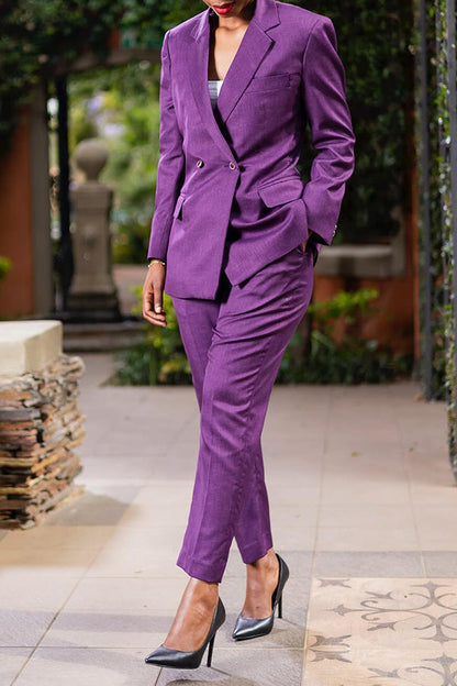 Formal Mid-Length Single Button Blazer & Straight Pants Set