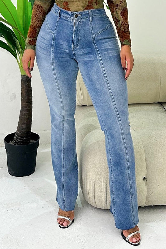 Fashion Sexy Front Seam Gradient Tight Jeans