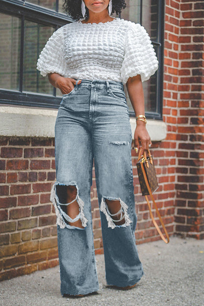 Stylish Distressed High Waisted Jeans