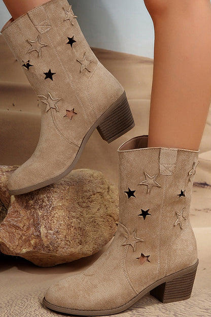 Casual Hollow Star Mid-calf Boots