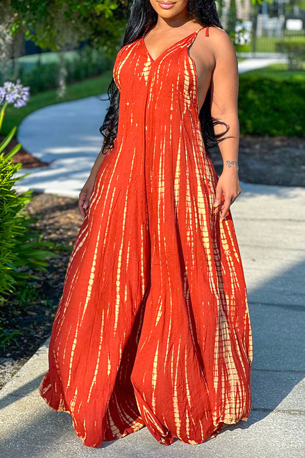 Stylish Allover Print Wide Leg Jumpsuit