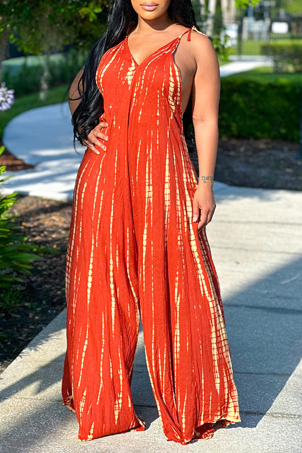 Stylish Allover Print Wide Leg Jumpsuit