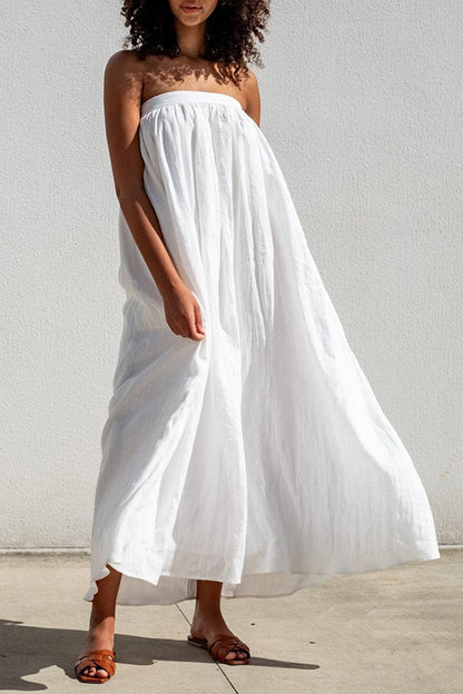 Cozy Off Shoulder Pleated Solid Midi Dress