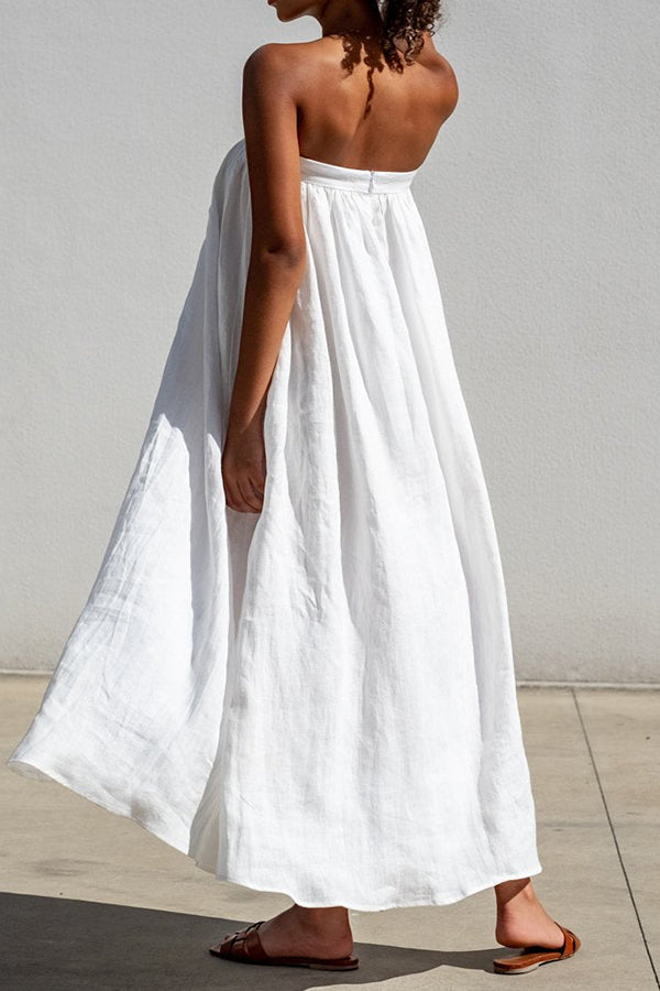 Cozy Off Shoulder Pleated Solid Midi Dress