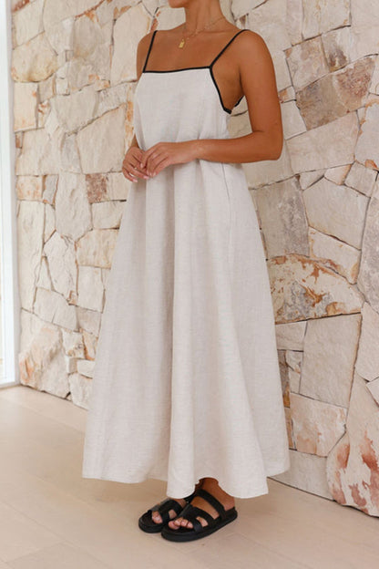 Casual Tie Back Slant Pocket Maxi Dress