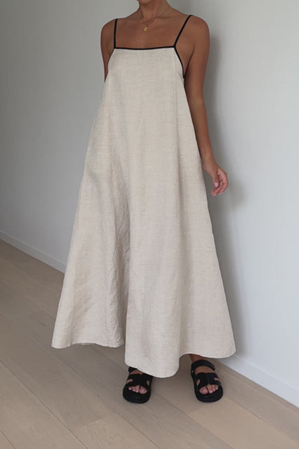 Casual Tie Back Slant Pocket Maxi Dress