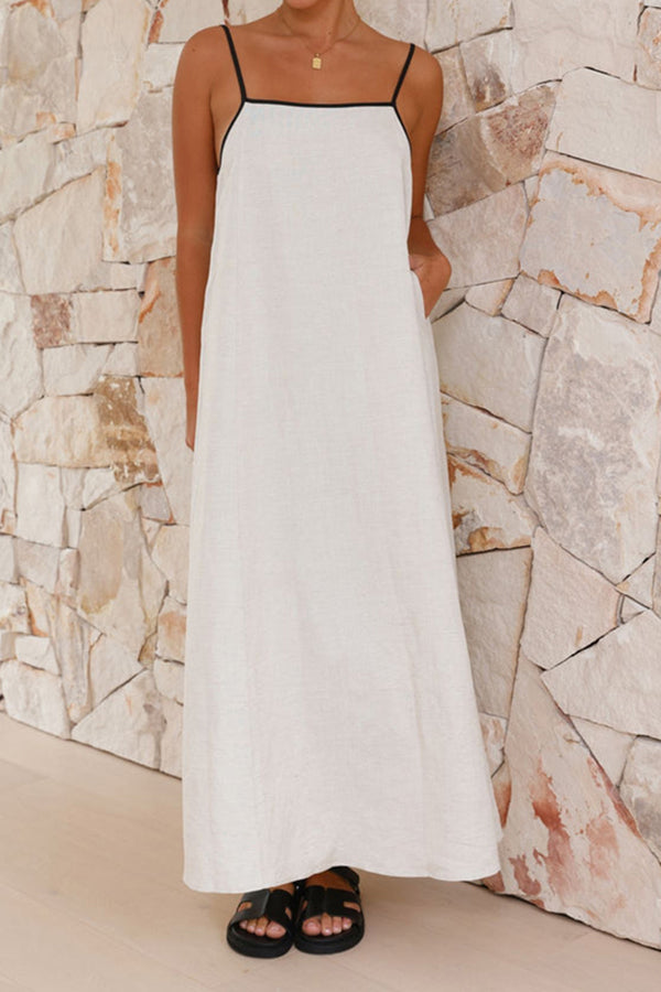 Casual Tie Back Slant Pocket Maxi Dress