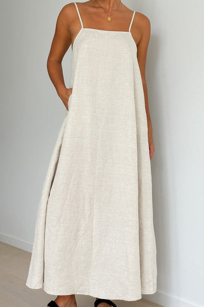 Casual Tie Back Slant Pocket Maxi Dress