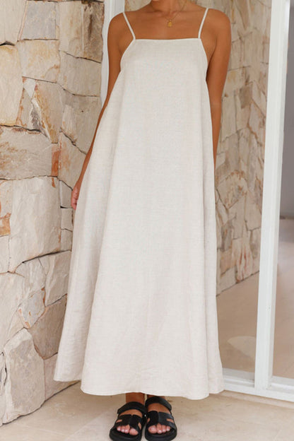 Casual Tie Back Slant Pocket Maxi Dress