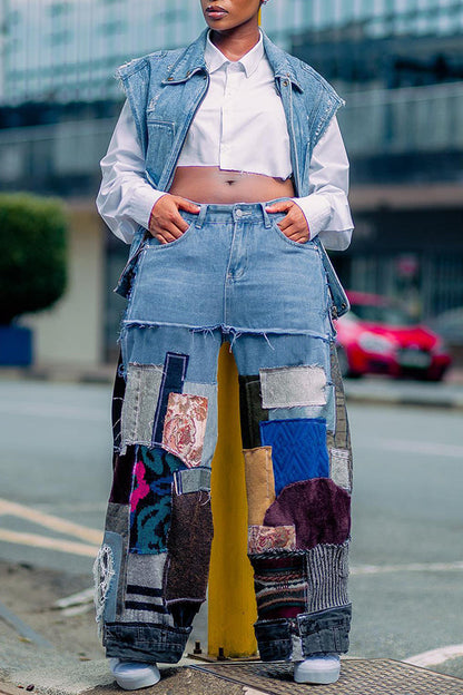 Stylish Raw Trim Denim Ripped Vest