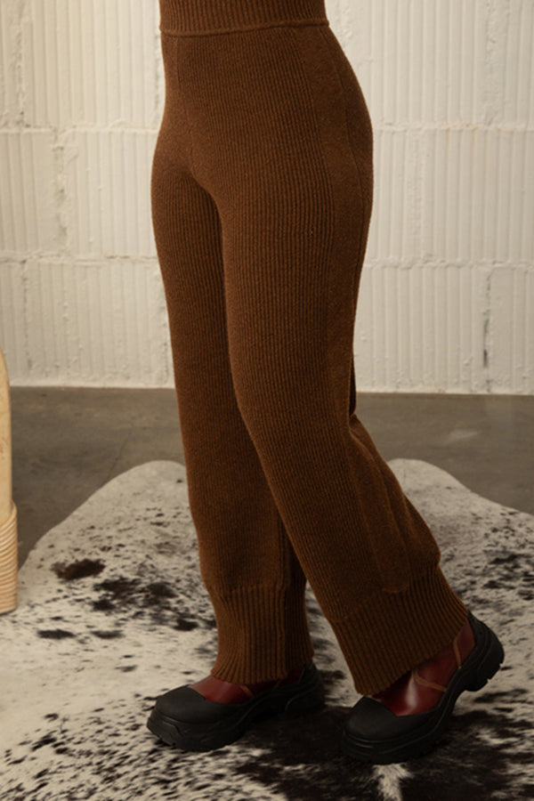 Casual Ribbed Knit Sweater & Pants Set