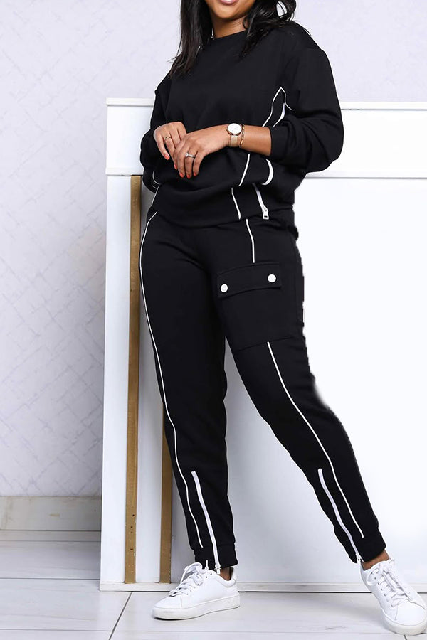 Casual Two Tone Top & Pants Set