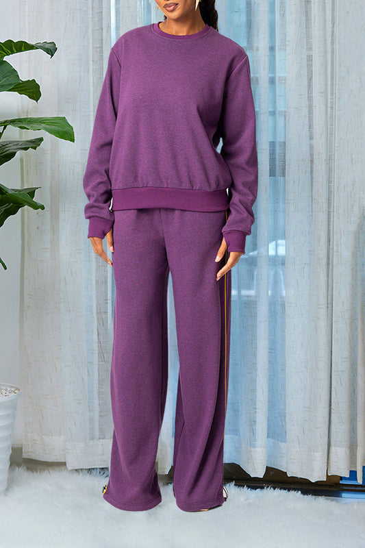 Casual Round Neck Sweatshirt & Pants Set