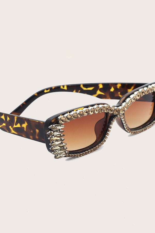 Leopard Oval Frame Full Zircon Sunglasses