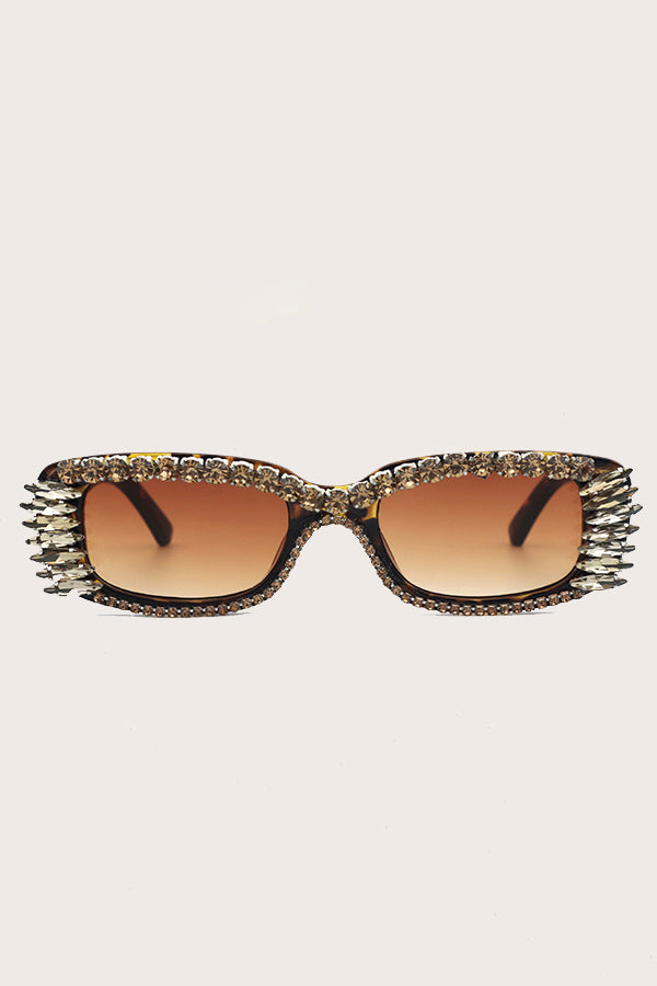 Leopard Oval Frame Full Zircon Sunglasses