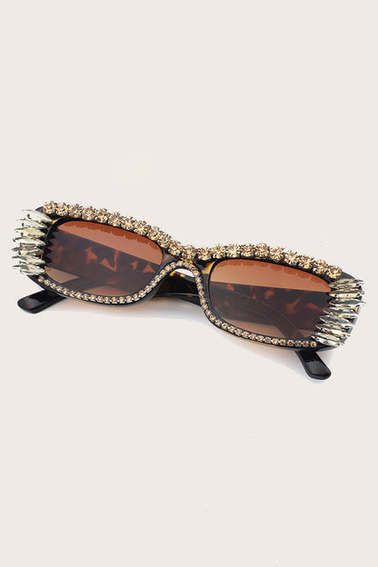 Leopard Oval Frame Full Zircon Sunglasses