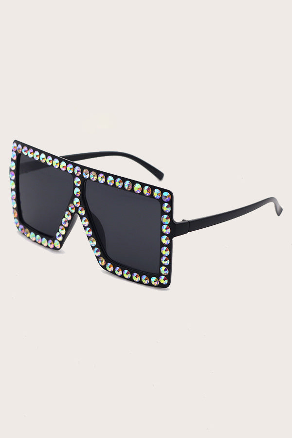 Stylish Rectangle Frame Full Zircon Sunglasses