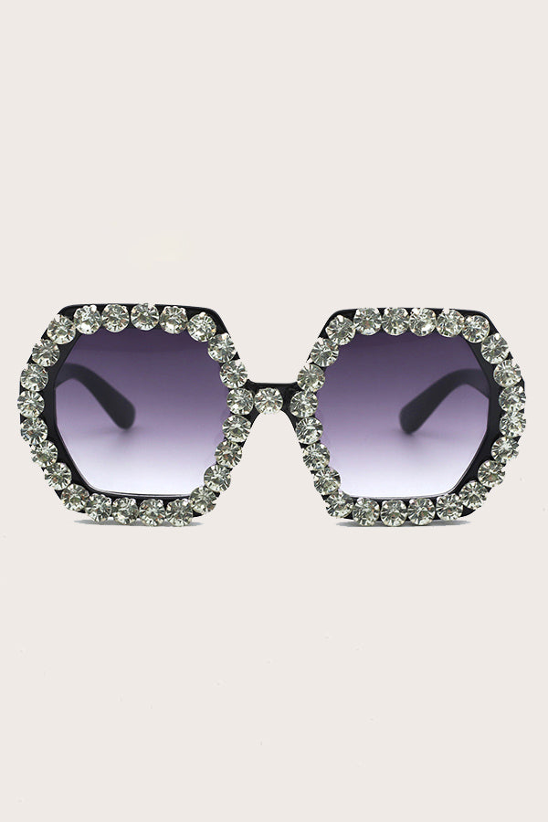 Hexagon Frame Full Zircon Glamorous Sunglasses