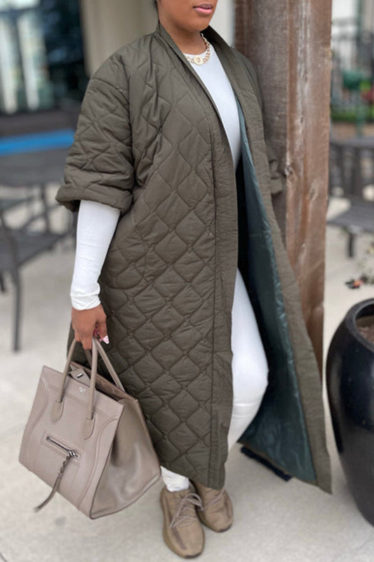 Casual Loose Half-sleeved Quilted Cotton Jacket Army Green